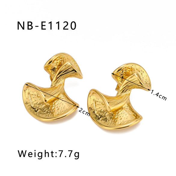 Wholesale Ins Style Geometric Irregular Twisted 18K Gold Plated Stainless Steel Ear Studs Earrings