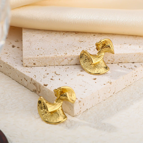 Wholesale Ins Style Geometric Irregular Twisted 18K Gold Plated Stainless Steel Ear Studs Earrings