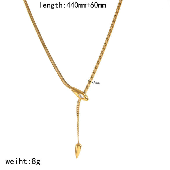 Wholesale Ins Style Geometric 18K Gold Electroplated Round Snake Blade Chain Necklace For Women