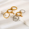 Wholesale Ins Style Geometric 18K Goldplated Stainless Steel Threelayer Colorblocking Ring Pendant For Women