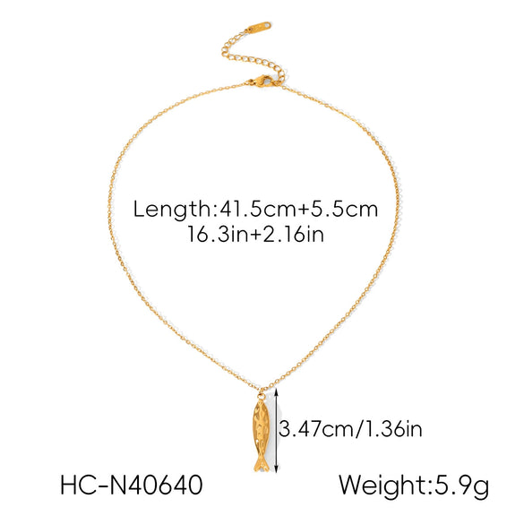 Wholesale Ins Style Geometric Koi And Carp Jewelry Stainless Steel 18K Gold Plated Pendant Necklace And Earrings For Women