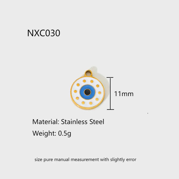 Wholesale Ins Style Geometric Oil Dripping Return Pattern Peach Heart Round Devil's Eye Stainless Steel Pendant Jewelry Accessory Hanging Ornament