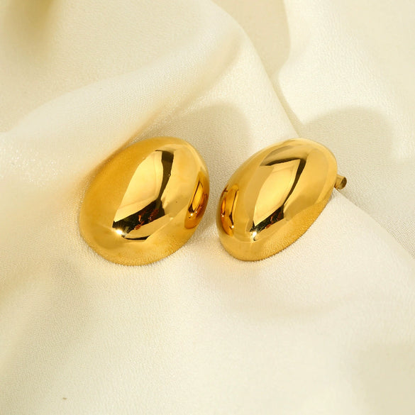 Wholesale Ins Style Geometric Round Beanshaped 18K Goldplated Stainless Steel Earrings For Women