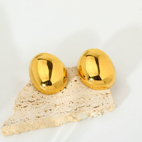 Wholesale Ins Style Geometric Round Beanshaped 18K Goldplated Stainless Steel Earrings For Women