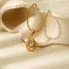 Wholesale Ins Style Geometric Round Water Drop Pendant Stainless Steel And Titanium Steel Necklace 18K Gold Plated For Women