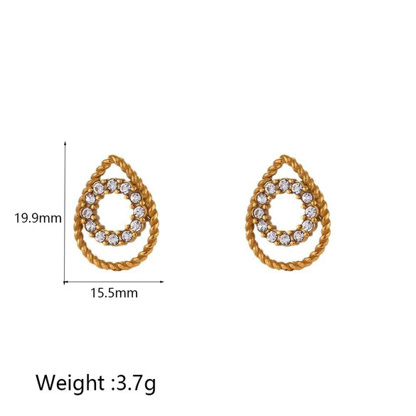 Wholesale Ins Style Geometric Round Water Drop Pendant Stainless Steel And Titanium Steel Necklace 18K Gold Plated For Women