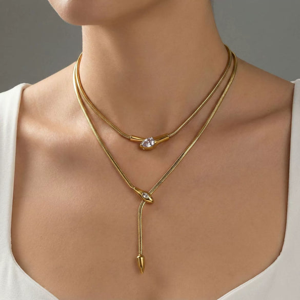 Wholesale Ins Style Geometric Snake Head Stainless Steel Electroplated Long Necklace Jewelry For Women