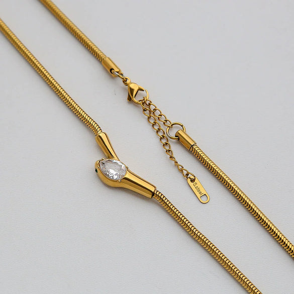 Wholesale Ins Style Geometric Snake Head Stainless Steel Electroplated Long Necklace Jewelry For Women