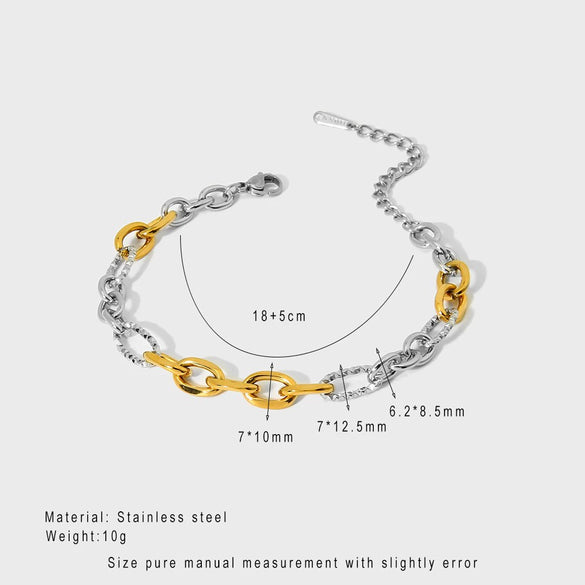 Wholesale Ins Style Geometric Stainless Steel Braided Bead Colorblocking 18K Gold Plated Waterproof Bracelet For Women