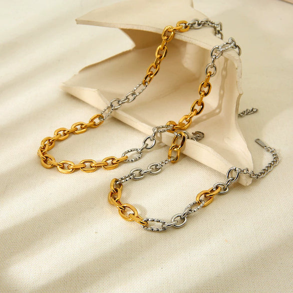 Wholesale Ins Style Geometric Stainless Steel Braided Bead Colorblocking 18K Gold Plated Waterproof Bracelet For Women
