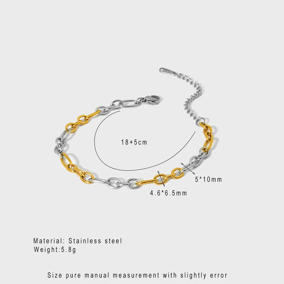 Wholesale Ins Style Geometric Stainless Steel Braided Bead Colorblocking 18K Gold Plated Waterproof Bracelet For Women
