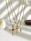 Wholesale Ins Style Geometric Stainless Steel Cross Pendant Necklace With Natural Stone Inlay Polished Plating For Women