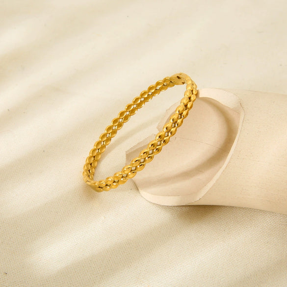 Wholesale Ins Style Geometric Stainless Steel Double Layer Bracelet With 18K Gold Electroplating For Women