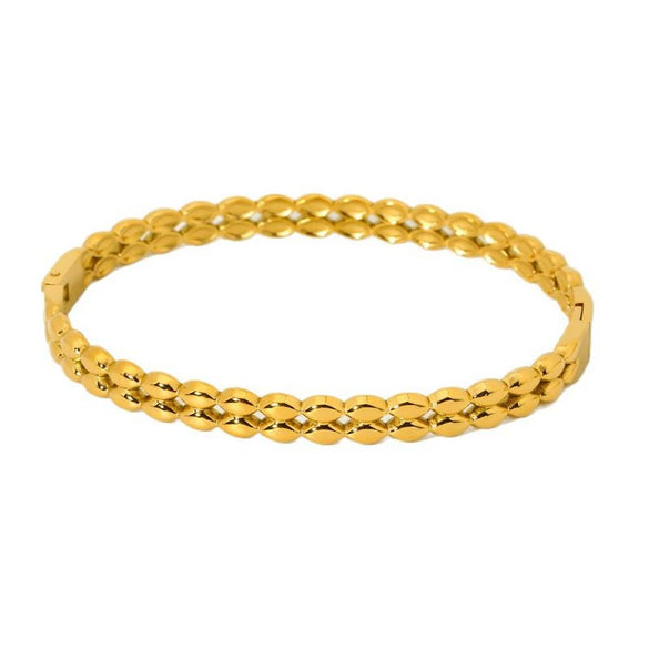 Wholesale Ins Style Geometric Stainless Steel Double Layer Bracelet With 18K Gold Electroplating For Women