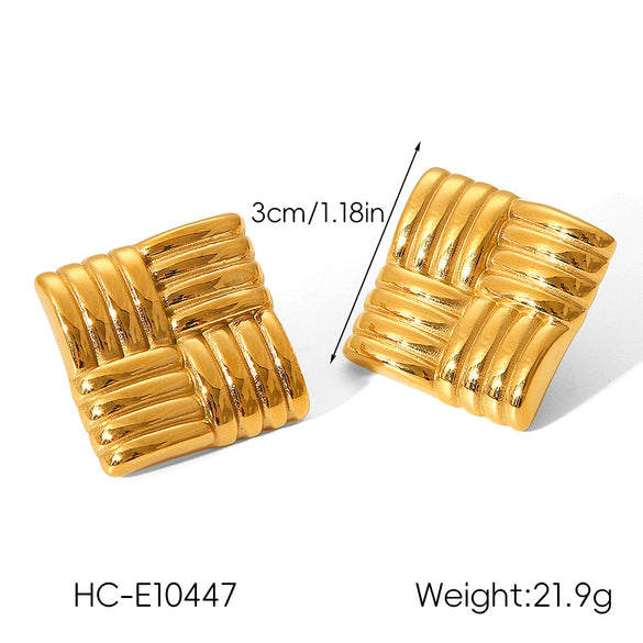 Wholesale Ins Style Geometric Stainless Steel Earrings With Heart Flower Wave Rhombus Drop Star Shapes Electroplated For Women