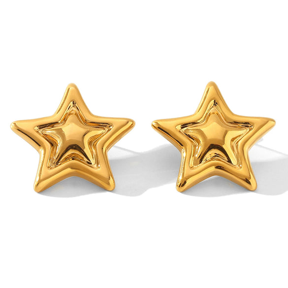 Wholesale Ins Style Geometric Stainless Steel Earrings With Heart Flower Wave Rhombus Drop Star Shapes Electroplated For Women