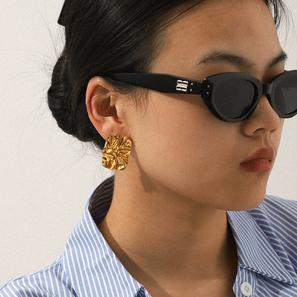 Wholesale Ins Style Geometric Stainless Steel Earrings With Heart Flower Wave Rhombus Drop Star Shapes Electroplated For Women