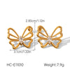 Wholesale Ins Style Geometric Stainless Steel Electroplated Butterfly Stud Earrings For Women