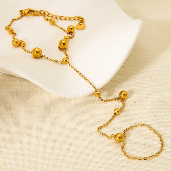 Wholesale Ins Style Geometric Stainless Steel Electroplated Ring Bracelet For Women