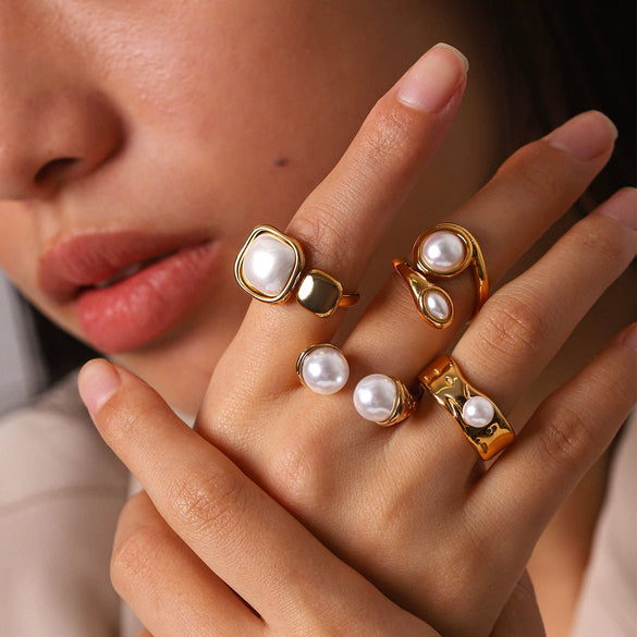 Wholesale Ins Style Geometric Stainless Steel Electroplated Women's Open Ring Jewelry Accessories