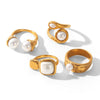 Wholesale Ins Style Geometric Stainless Steel Electroplated Women's Open Ring Jewelry Accessories