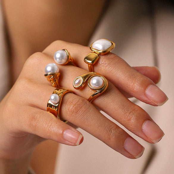 Wholesale Ins Style Geometric Stainless Steel Electroplated Women's Open Ring Jewelry Accessories