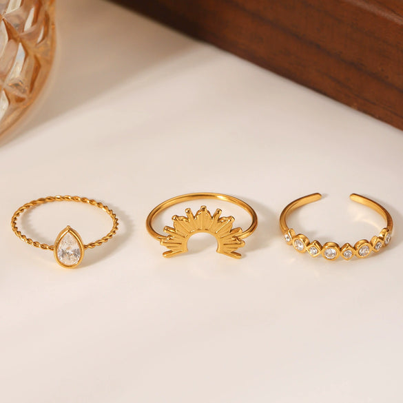 Wholesale Ins Style Geometric Stainless Steel Electroplated Women's Stacked Rings Jewelry