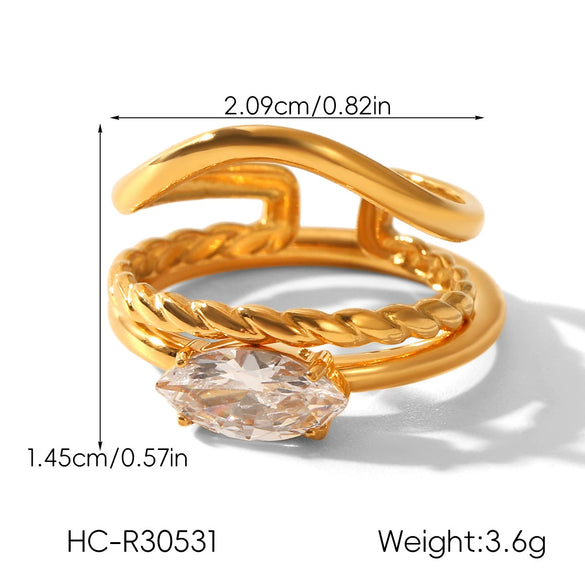 Wholesale Ins Style Geometric Stainless Steel Electroplated Women's Stacked Rings Jewelry