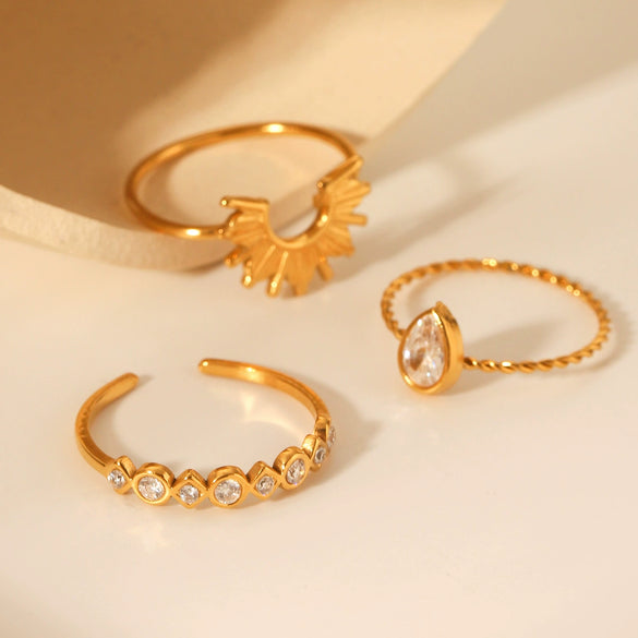 Wholesale Ins Style Geometric Stainless Steel Electroplated Women's Stacked Rings Jewelry