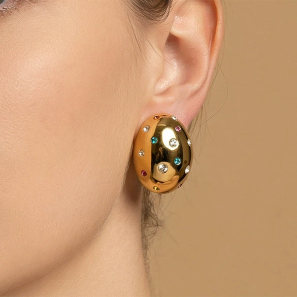 Wholesale Ins Style Geometric Stainless Steel 18K Gold Plated Earrings For Women