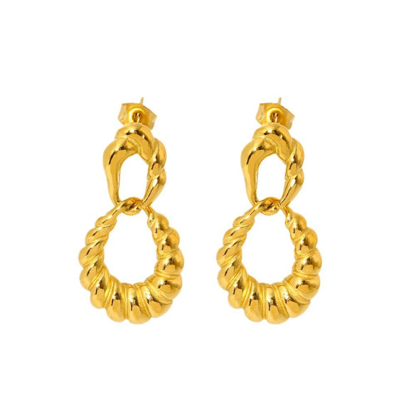 Wholesale Ins Style Geometric Stainless Steel 18K Gold Plated Earrings For Women