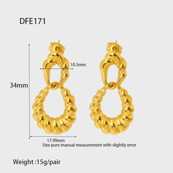 Wholesale Ins Style Geometric Stainless Steel 18K Gold Plated Earrings For Women