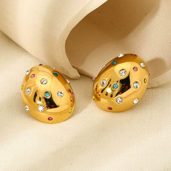 Wholesale Ins Style Geometric Stainless Steel 18K Gold Plated Earrings For Women