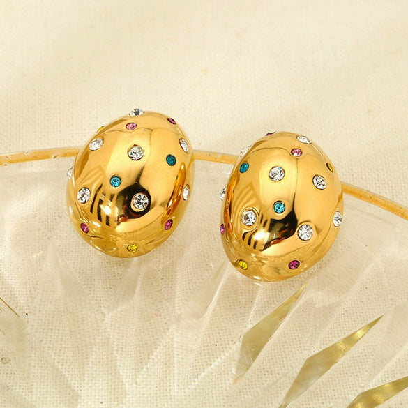 Wholesale Ins Style Geometric Stainless Steel 18K Gold Plated Earrings For Women