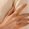 Wholesale Ins Style Geometric Stainless Steel 18K Gold Plated Opening Adjustable Ladies Ring