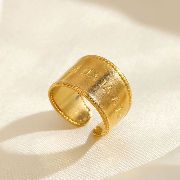 Wholesale Ins Style Geometric Stainless Steel 18K Gold Plated Opening Adjustable Ladies Ring