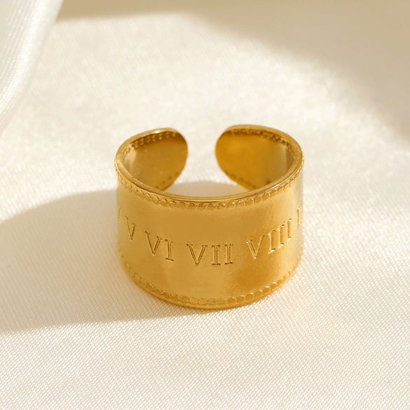 Wholesale Ins Style Geometric Stainless Steel 18K Gold Plated Opening Adjustable Ladies Ring