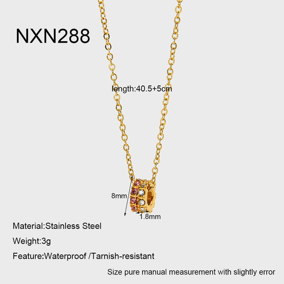 Wholesale Ins Style Geometric Stainless Steel 18K Gold Plated Oshaped Chain Necklace Pendant For Women