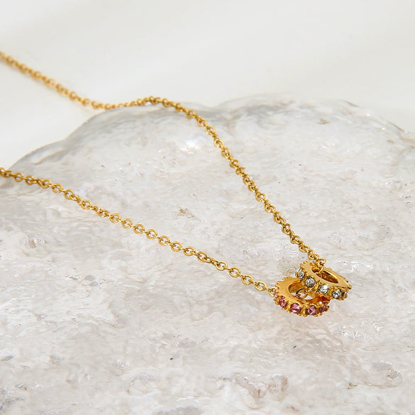 Wholesale Ins Style Geometric Stainless Steel 18K Gold Plated Oshaped Chain Necklace Pendant For Women