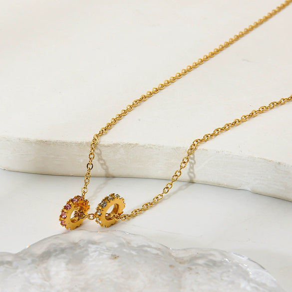 Wholesale Ins Style Geometric Stainless Steel 18K Gold Plated Oshaped Chain Necklace Pendant For Women