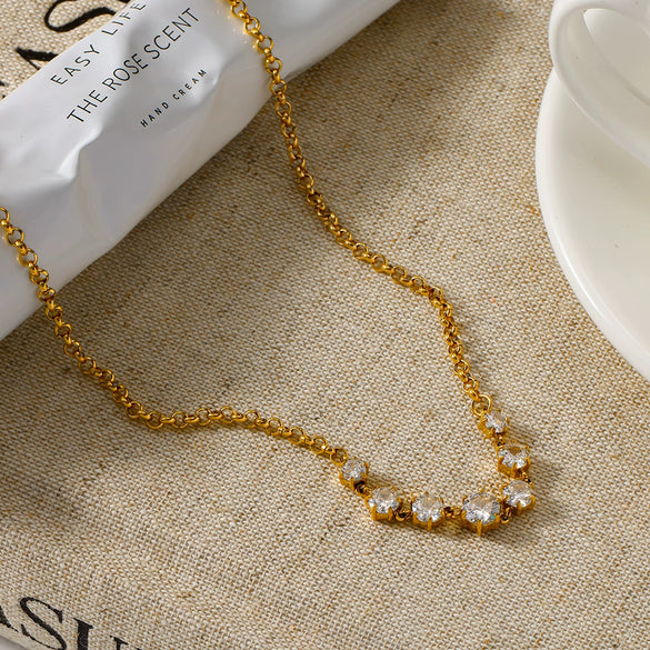Wholesale Ins Style Geometric Stainless Steel 18K Gold Plated Oshaped Chain Pendant Necklace For Women