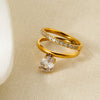 Wholesale Ins Style Geometric Stainless Steel 18K Gold Plated Zircon Ring For Women