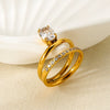 Wholesale Ins Style Geometric Stainless Steel 18K Gold Plated Zircon Ring For Women