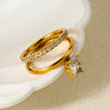 Wholesale Ins Style Geometric Stainless Steel 18K Gold Plated Zircon Ring For Women