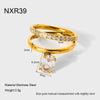 Wholesale Ins Style Geometric Stainless Steel 18K Gold Plated Zircon Ring For Women
