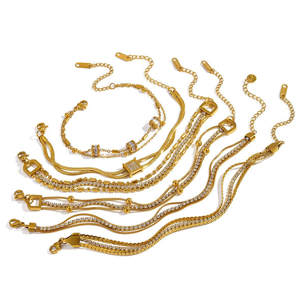 Wholesale Ins Style Geometric Stainless Steel 18K Gold Vacuum Plated Women's Bracelet