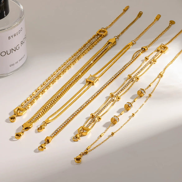 Wholesale Ins Style Geometric Stainless Steel 18K Gold Vacuum Plated Women's Bracelet