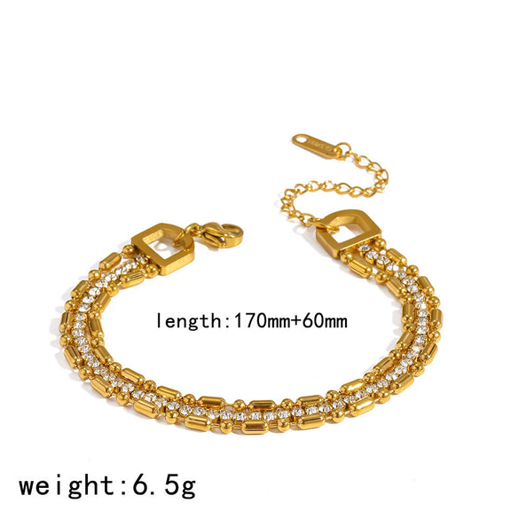 Wholesale Ins Style Geometric Stainless Steel 18K Gold Vacuum Plated Women's Bracelet