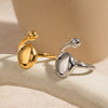 Wholesale Ins Style Geometric Stainless Steel Oval Hemisphere Smooth Opening Ring Jewelry With Electroplating For Women