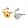 Wholesale Ins Style Geometric Stainless Steel Oval Hemisphere Smooth Opening Ring Jewelry With Electroplating For Women